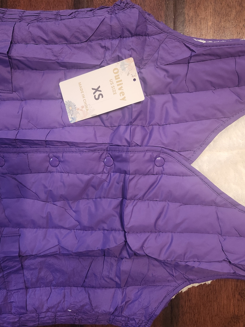 Oulvey Purple Quilted Puffer Vest - XS